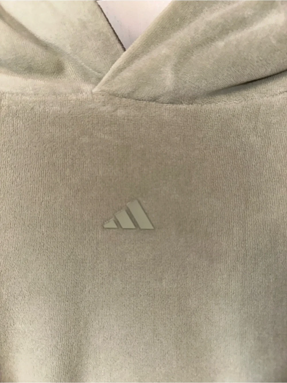Adidas Men's Basketball Velour Back Logo Hoody in Halo Green S